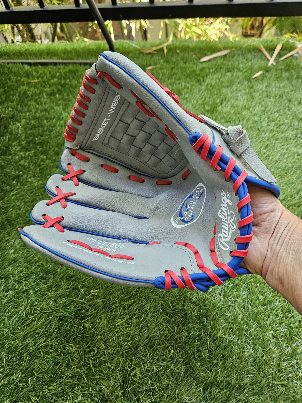 Rawlings Players Series 11 5 Youth Baseball Glove Grey Blue Red Right Hand Throw - Picture 9 of 9